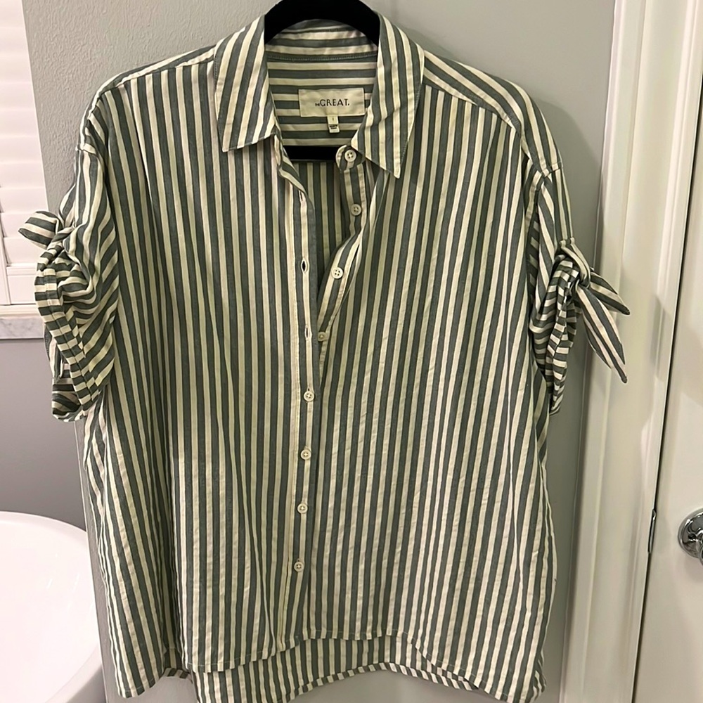 The Great Striped short sleeve button down